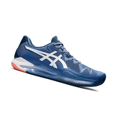 Zapatos de Tenis Asics GEL-RESOLUTION 8 CLAY Hombre Azules Blancos | 3092718-JK