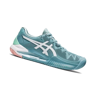 Zapatos de Tenis Asics GEL-RESOLUTION 8 CLAY Mujer Azules Blancos | 4396708-SJ