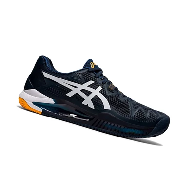 Zapatos de Tenis Asics GEL-RESOLUTION 8 CLAY Hombre Azules Blancos | 6813075-JS