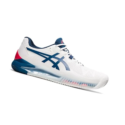 Zapatos de Tenis Asics GEL-RESOLUTION 8 CLAY Hombre Blancos Azules | 7305164-YI