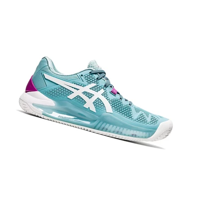 Zapatos de Tenis Asics GEL-RESOLUTION 8 CLAY Mujer Azules Blancos | 7419608-AD